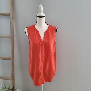 Banana Republic Factory Orange Sleeveless Button Down Top M